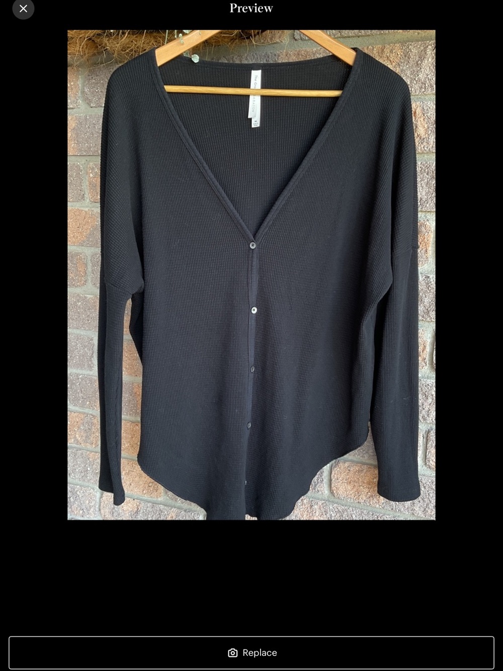 012 Babaton Charcoal Ribbed Knit Button-Front Top - Picture 3 of 5